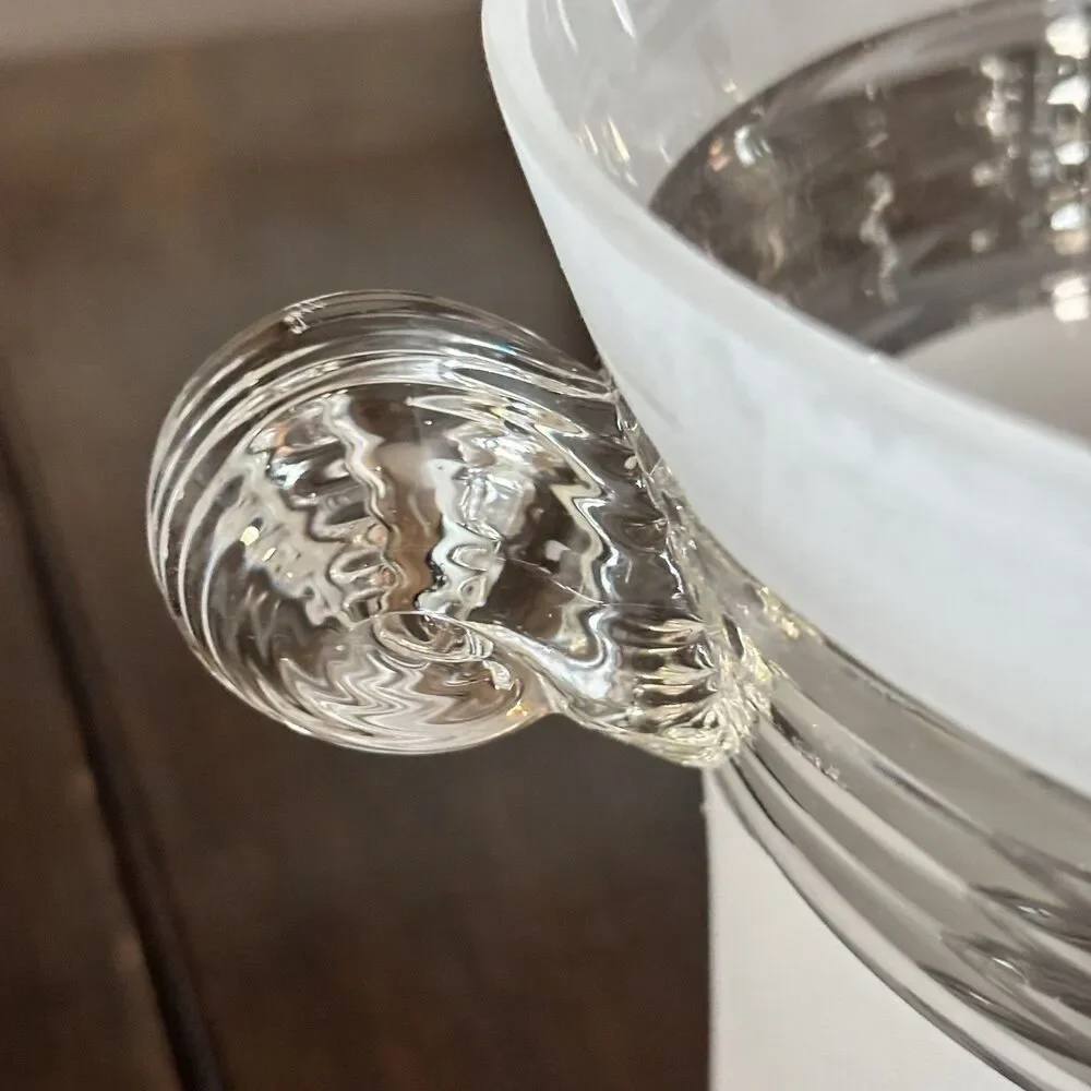 Vintage FTD Commemorative Millennium Ice Bucket Frosted Glass Scroll Handles 2qt